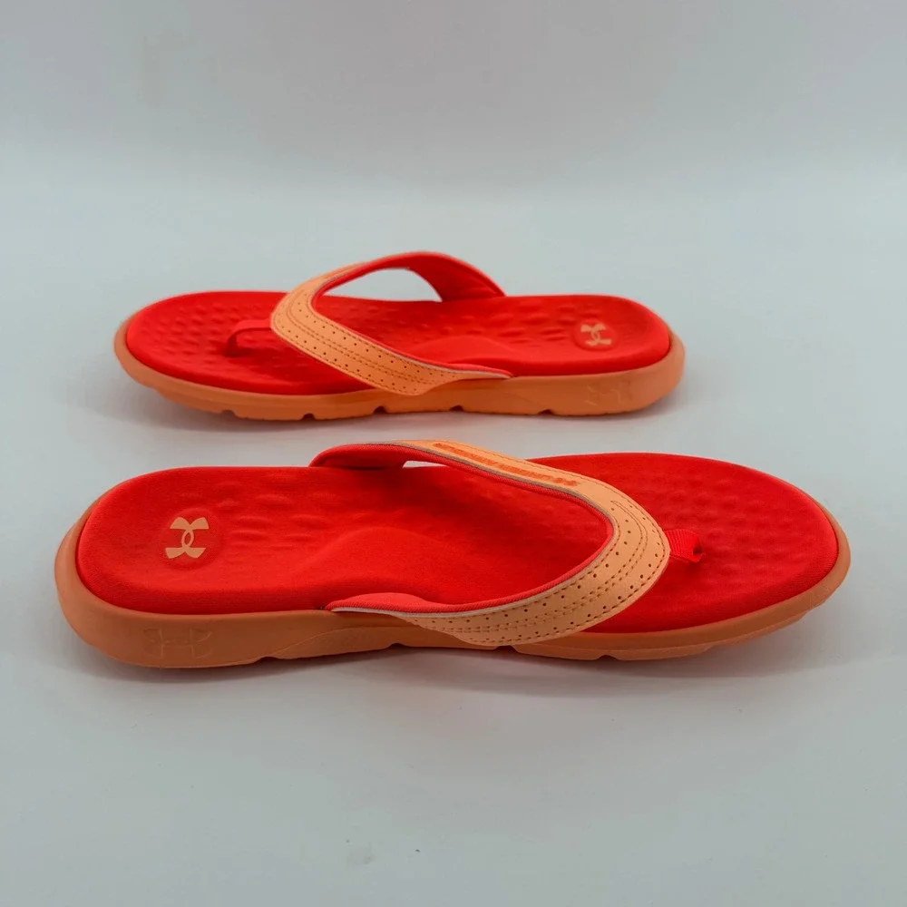 Under Armour Sandals Womens 8 Orange Ignite Thong Flip Flop Sporty Cushioned